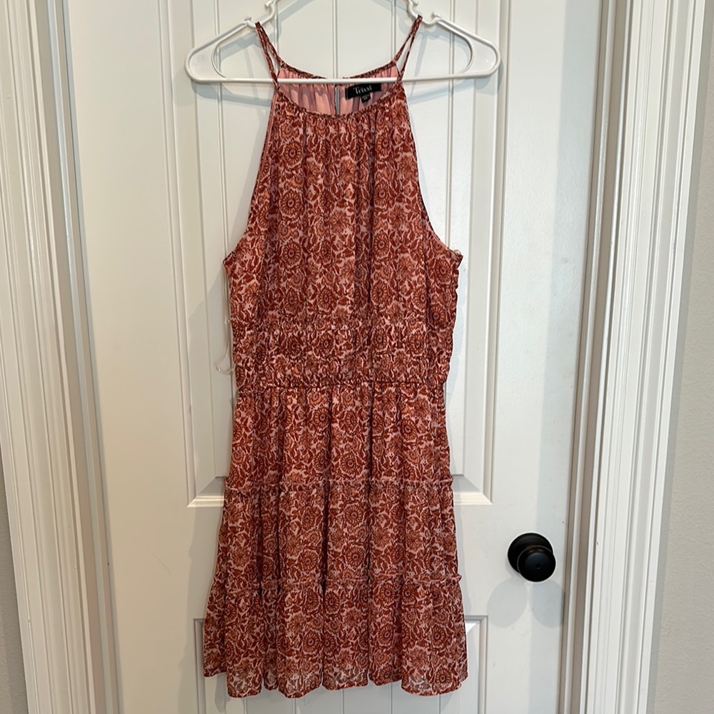 Lush Red Patterned Halter Dress